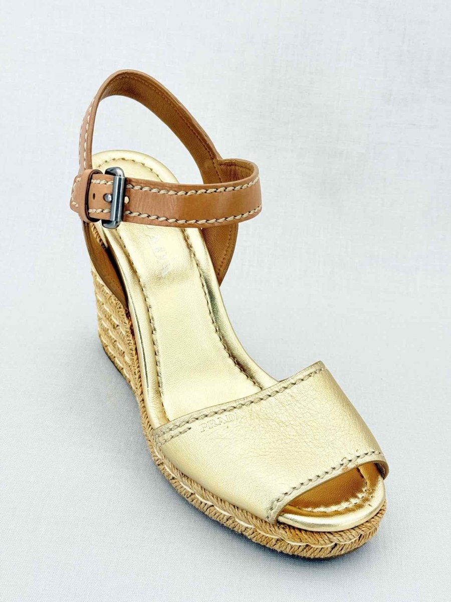 Pre - loved PRADA Gold Size EU 40 Wedges at Reems Closet