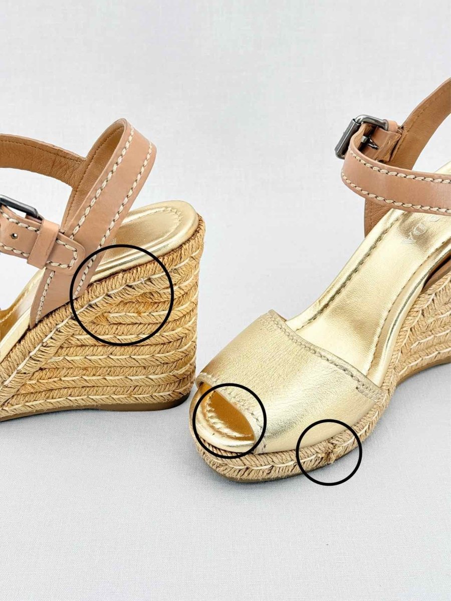 Pre - loved PRADA Gold Size EU 40 Wedges at Reems Closet