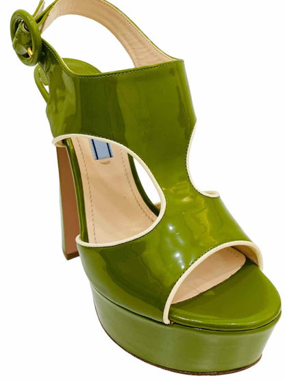 Pre-loved PRADA Green Heeled Sandals from Reems Closet