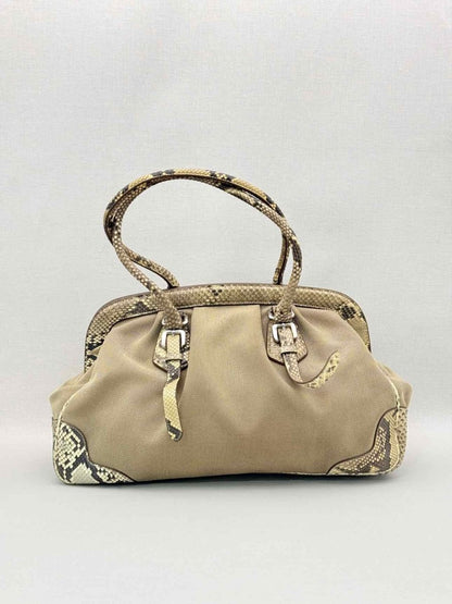 Pre-loved PRADA Limited Edition Beige Logo Jacquard Shoulder Bag at Reems Closet