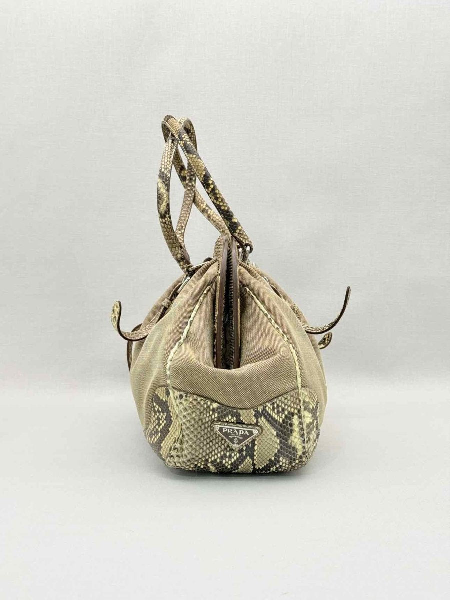 Pre-loved PRADA Limited Edition Beige Logo Jacquard Shoulder Bag at Reems Closet