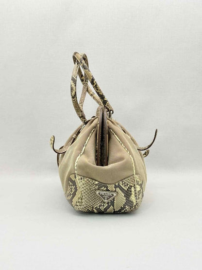 Pre-loved PRADA Limited Edition Beige Logo Jacquard Shoulder Bag at Reems Closet