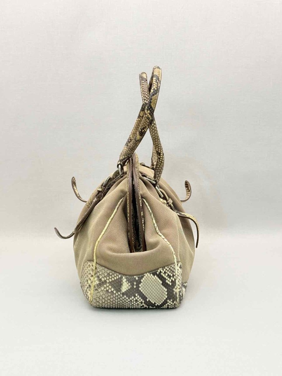Pre-loved PRADA Limited Edition Beige Logo Jacquard Shoulder Bag at Reems Closet