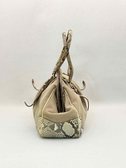 Pre-loved PRADA Limited Edition Beige Logo Jacquard Shoulder Bag at Reems Closet