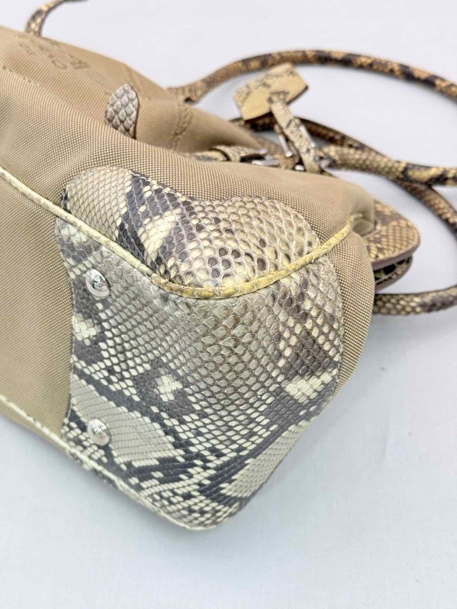 Pre-loved PRADA Limited Edition Beige Logo Jacquard Shoulder Bag at Reems Closet