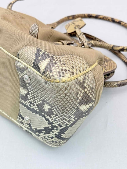 Pre-loved PRADA Limited Edition Beige Logo Jacquard Shoulder Bag at Reems Closet