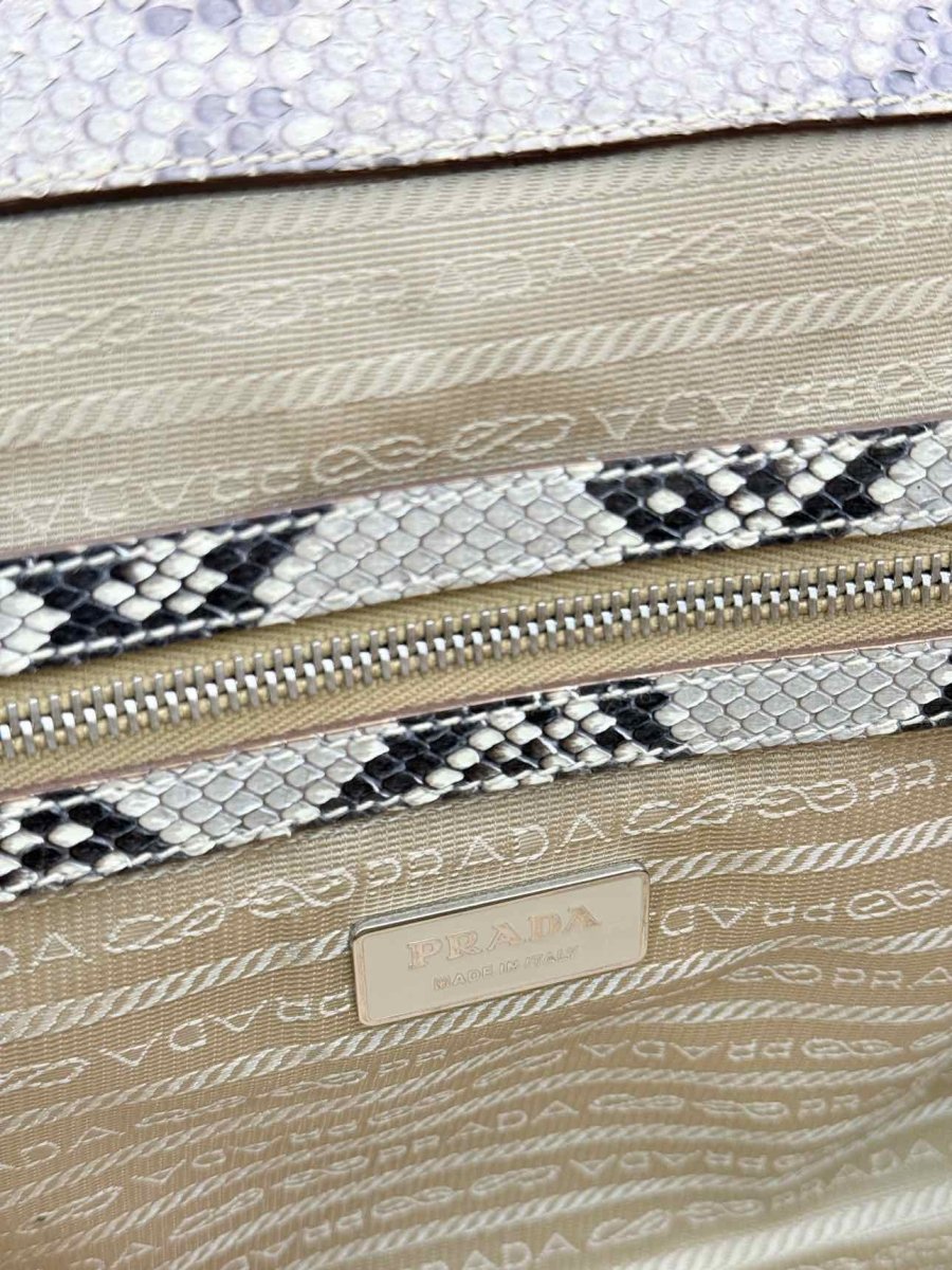 Pre-loved PRADA Limited Edition Beige Logo Jacquard Shoulder Bag at Reems Closet