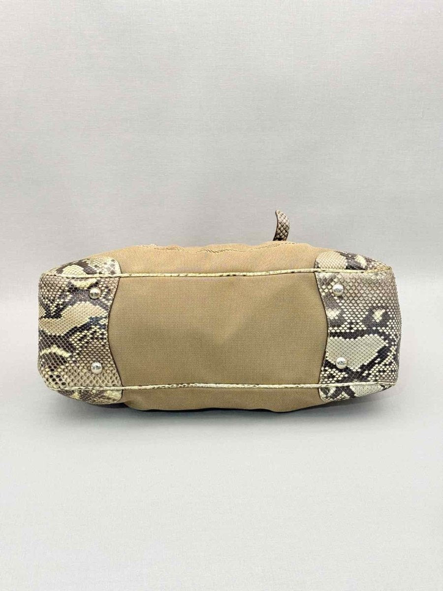 Pre-loved PRADA Limited Edition Beige Logo Jacquard Shoulder Bag at Reems Closet