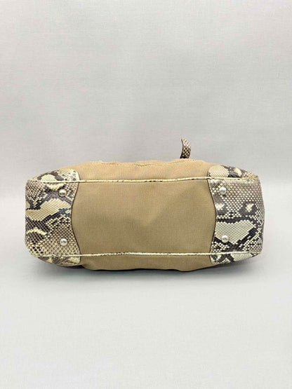 Pre-loved PRADA Limited Edition Beige Logo Jacquard Shoulder Bag at Reems Closet