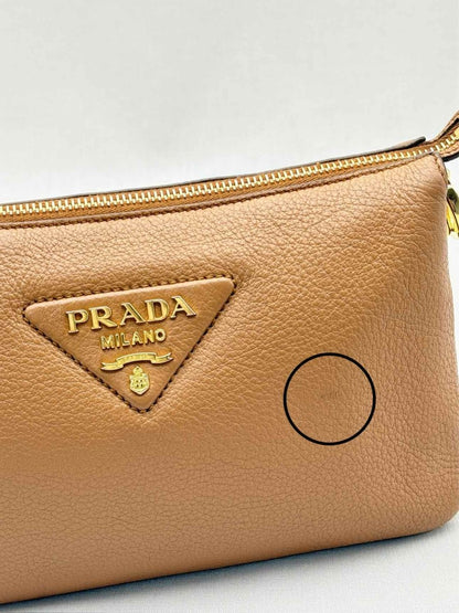 Pre-loved PRADA Logo-Strap Brown Shoulder Bag at Reems Closet