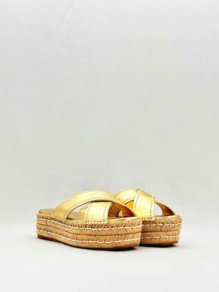 Pre - loved PRADA Metallic Gold Size EU 36 Platform at Reems Closet