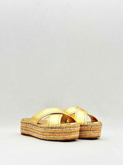 Pre - loved PRADA Metallic Gold Size EU 36 Platform at Reems Closet