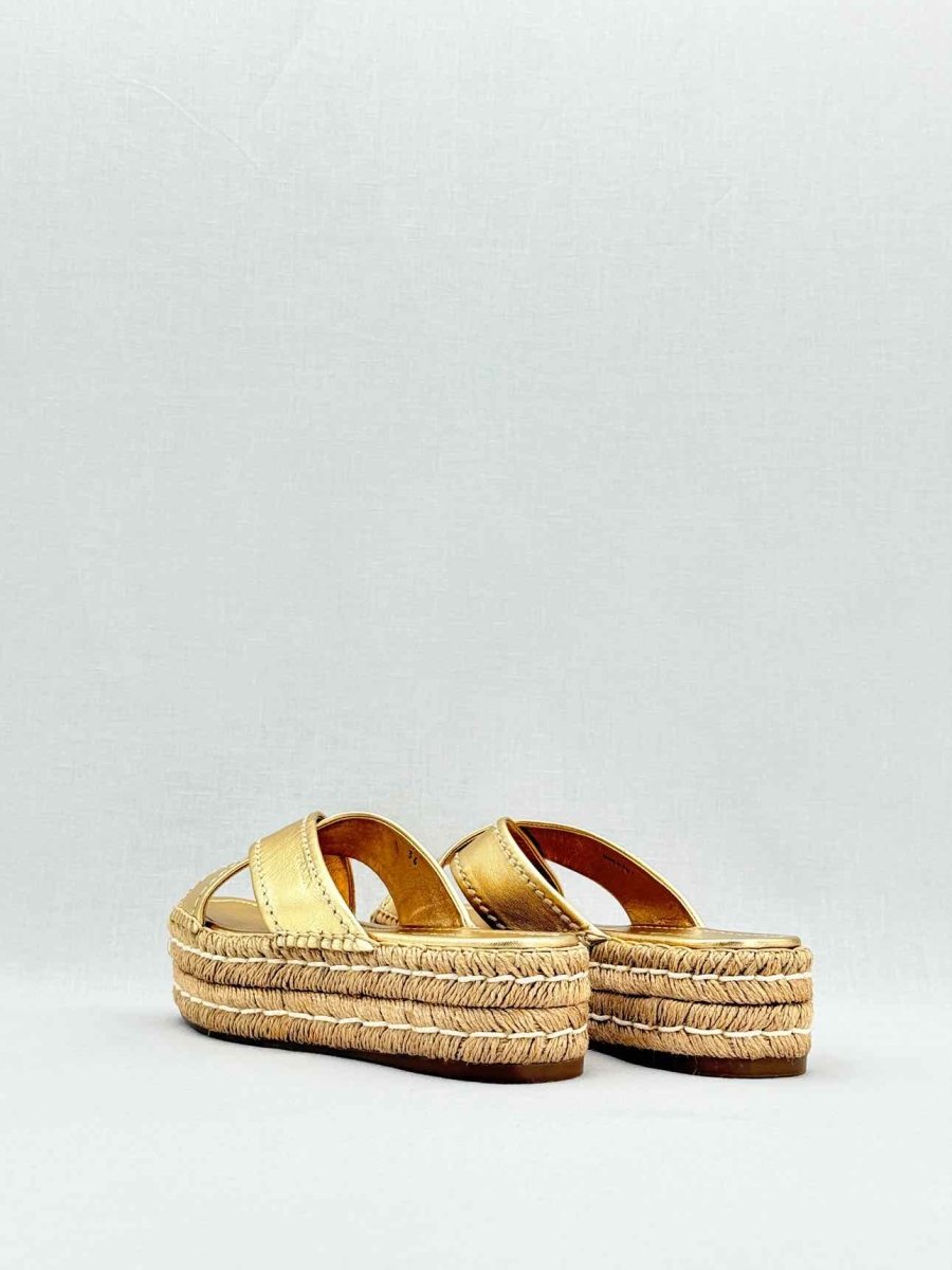 Pre - loved PRADA Metallic Gold Size EU 36 Platform at Reems Closet