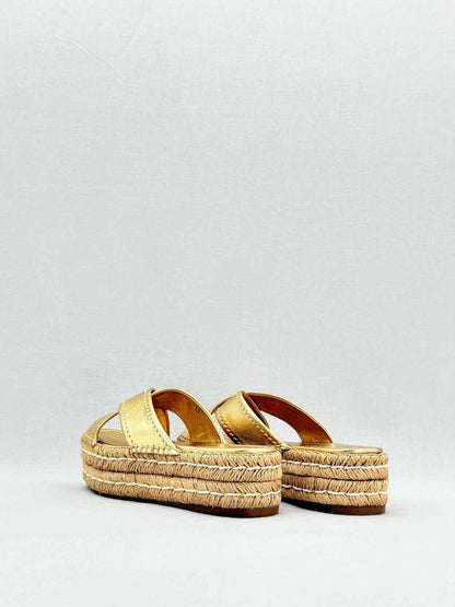 Pre - loved PRADA Metallic Gold Size EU 36 Platform at Reems Closet