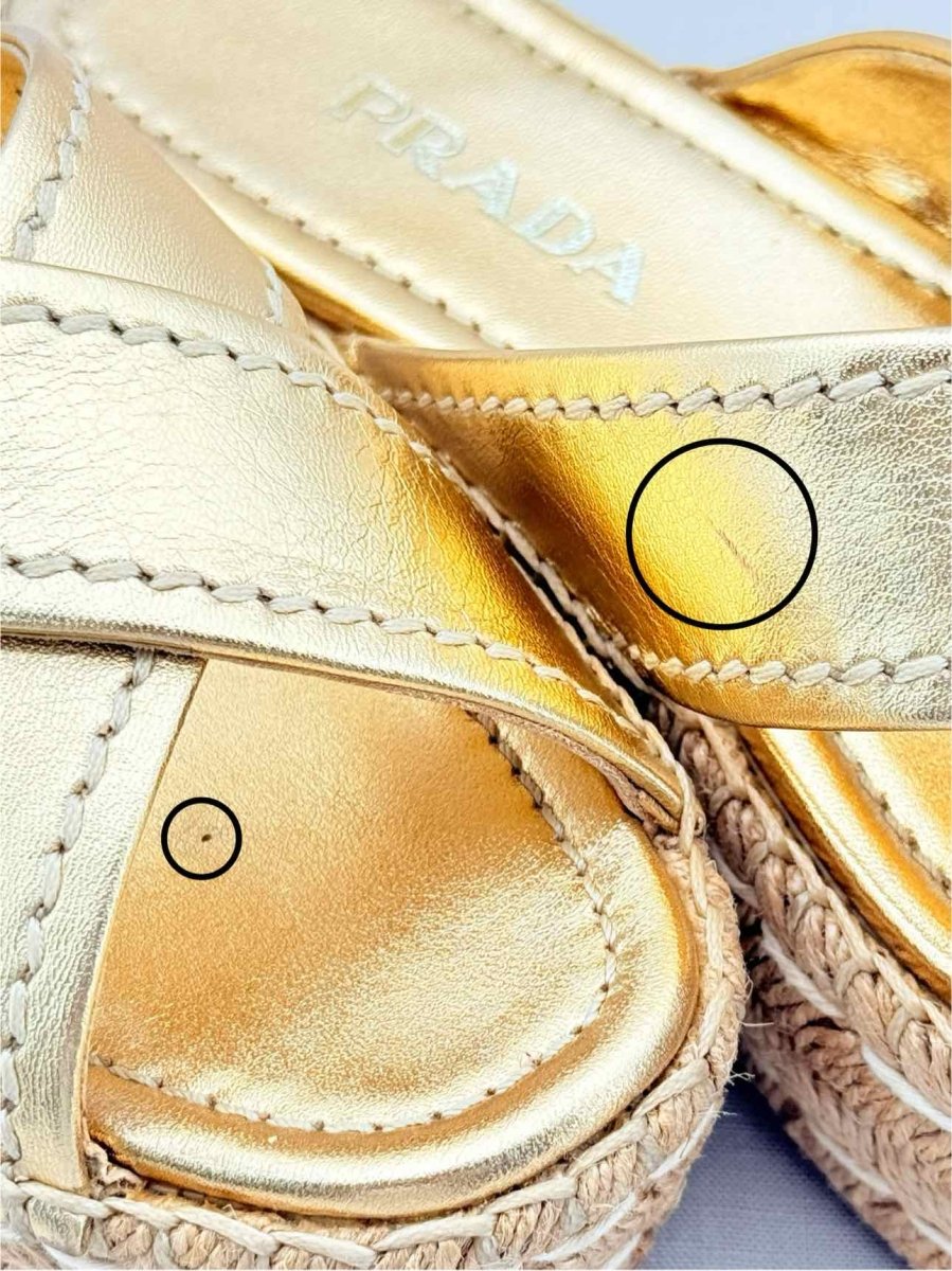 Pre - loved PRADA Metallic Gold Size EU 36 Platform at Reems Closet