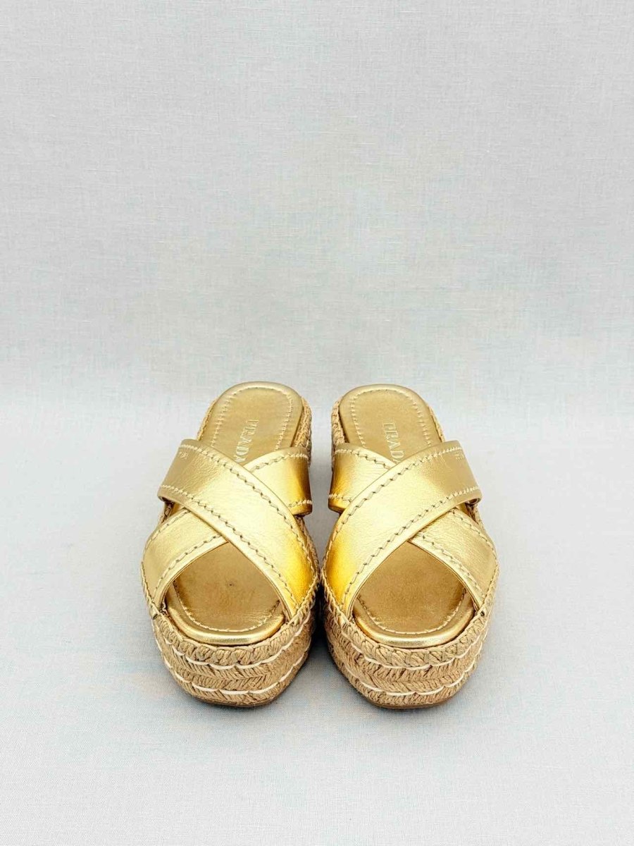 Pre - loved PRADA Metallic Gold Size EU 36 Platform at Reems Closet