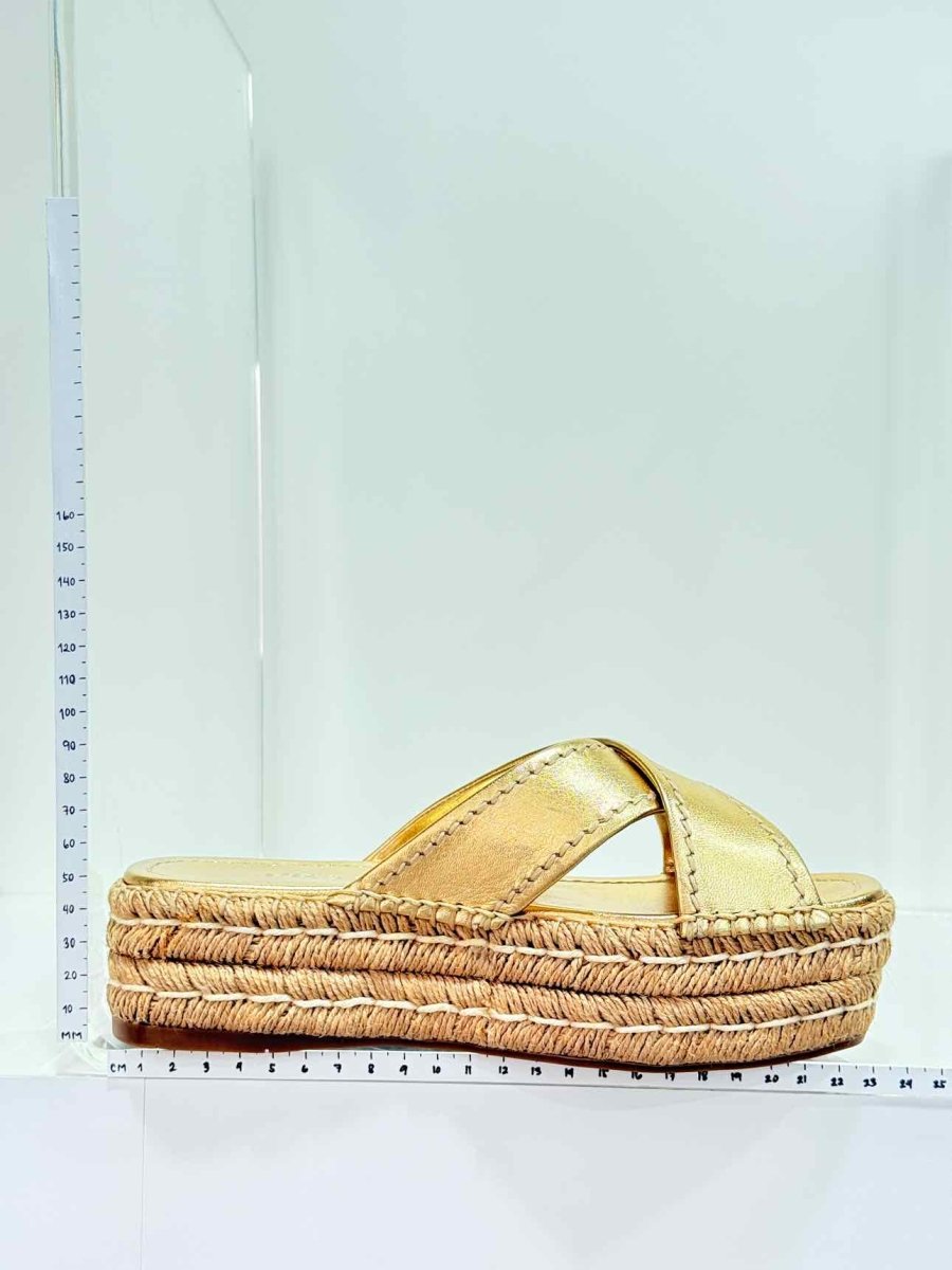 Pre - loved PRADA Metallic Gold Size EU 36 Platform at Reems Closet