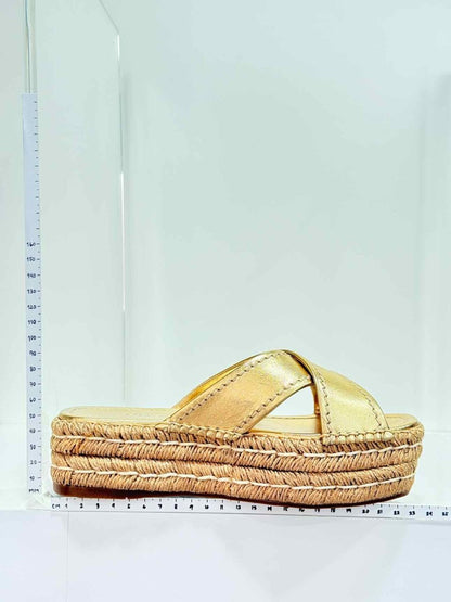 Pre - loved PRADA Metallic Gold Size EU 36 Platform at Reems Closet