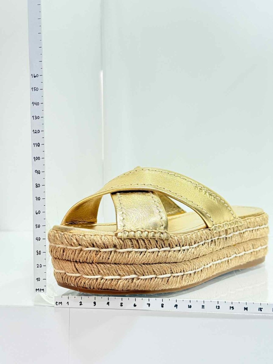 Pre - loved PRADA Metallic Gold Size EU 36 Platform at Reems Closet