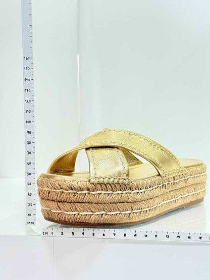 Pre - loved PRADA Metallic Gold Size EU 36 Platform at Reems Closet