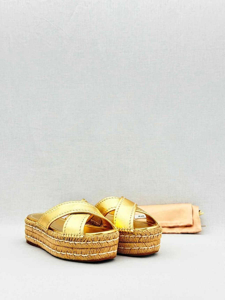 Pre - loved PRADA Metallic Gold Size EU 36 Platform at Reems Closet