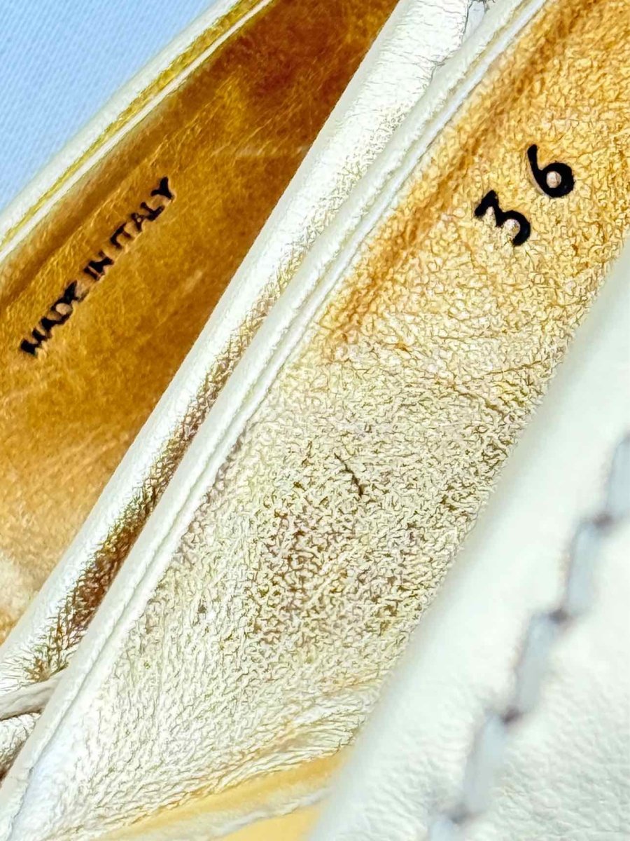 Pre - loved PRADA Metallic Gold Size EU 36 Platform at Reems Closet