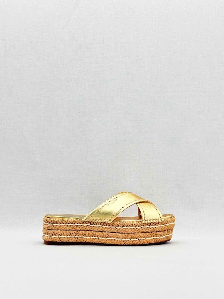 Pre - loved PRADA Metallic Gold Size EU 36 Platform at Reems Closet