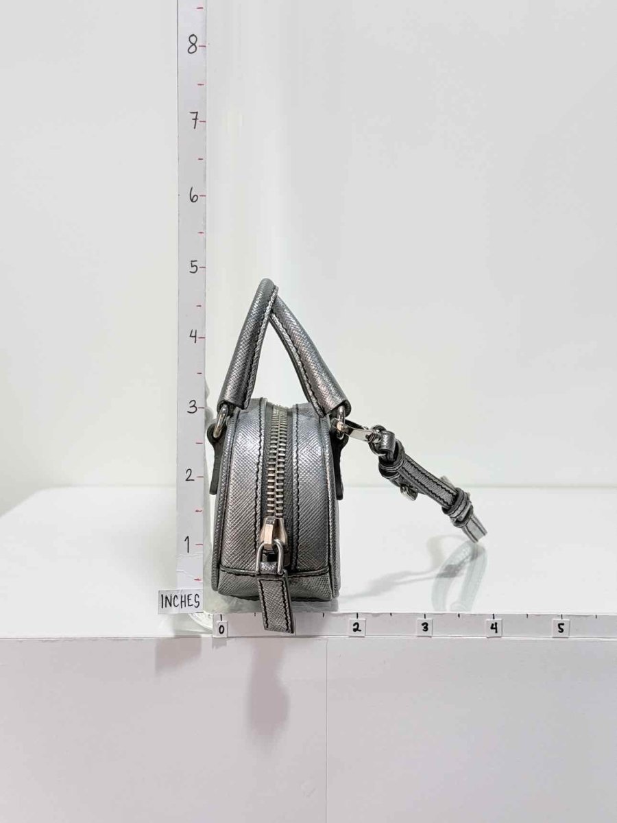 Pre - loved PRADA Metallic Silver Bag Charm at Reems Closet