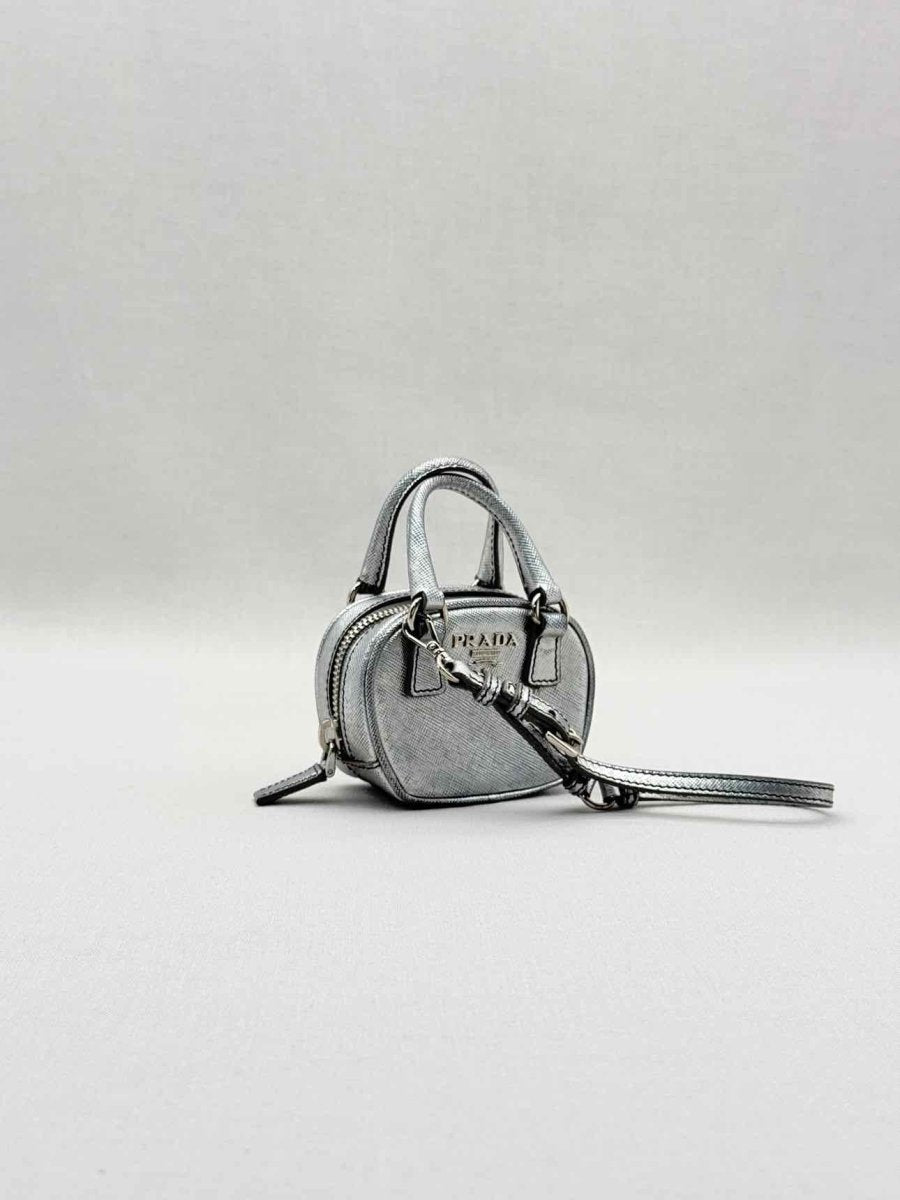 Pre - loved PRADA Metallic Silver Bag Charm at Reems Closet