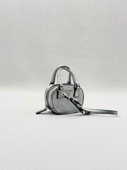 Pre - loved PRADA Metallic Silver Bag Charm at Reems Closet
