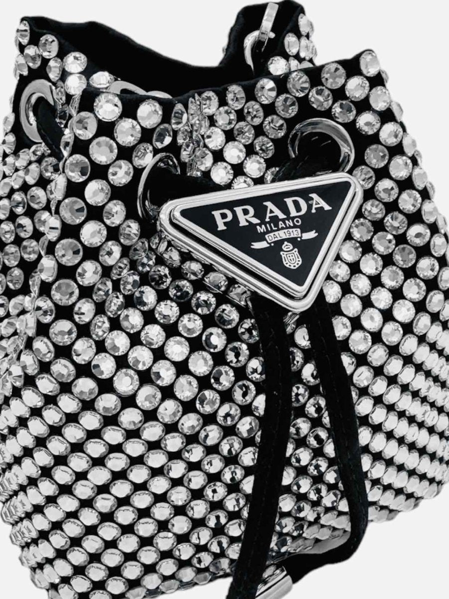 Pre - loved PRADA Mini Pouch Silver & Black Shoulder Bag Mini at Reems Closet