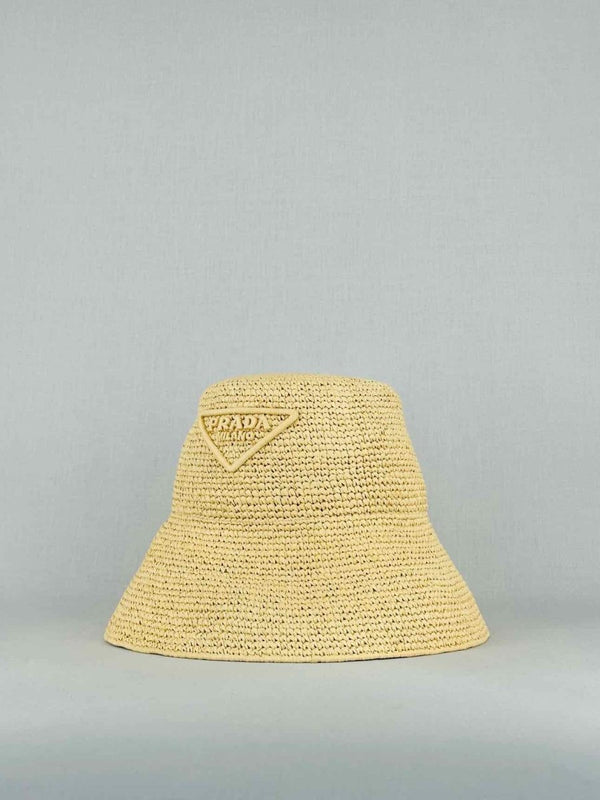 Pre - loved PRADA Natural Triangle Logo Hat at Reems Closet