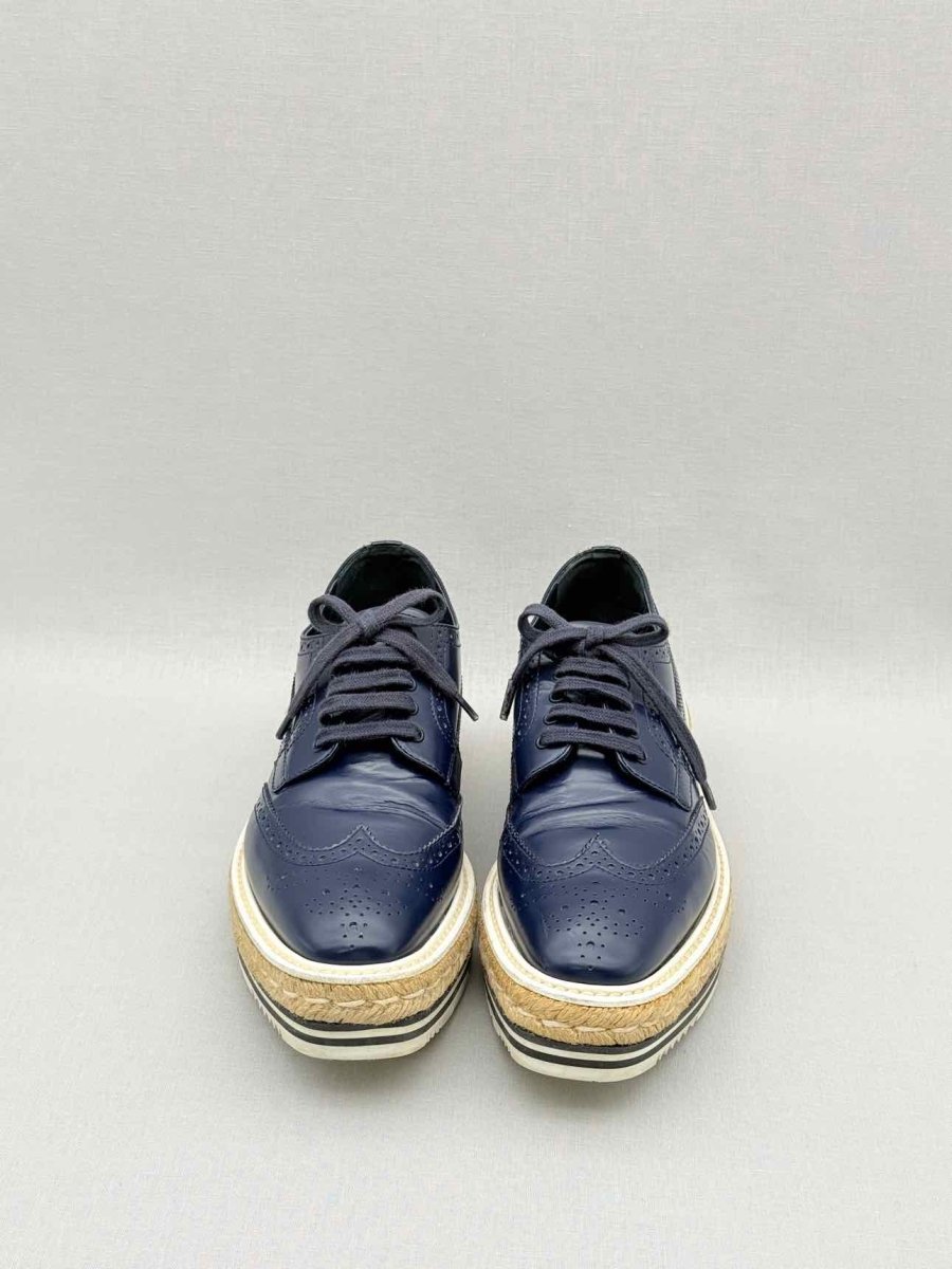 Pre - loved PRADA Navy Blue Size EU 39 Oxfords at Reems Closet