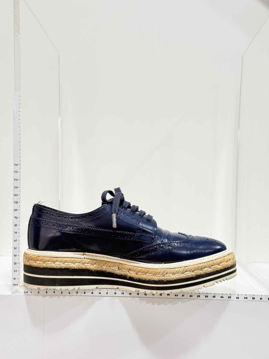 Pre - loved PRADA Navy Blue Size EU 39 Oxfords at Reems Closet