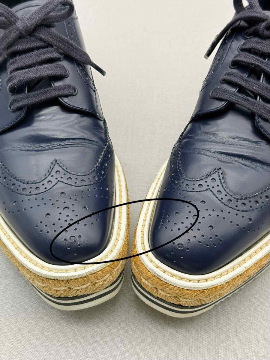 Pre - loved PRADA Navy Blue Size EU 39 Oxfords at Reems Closet