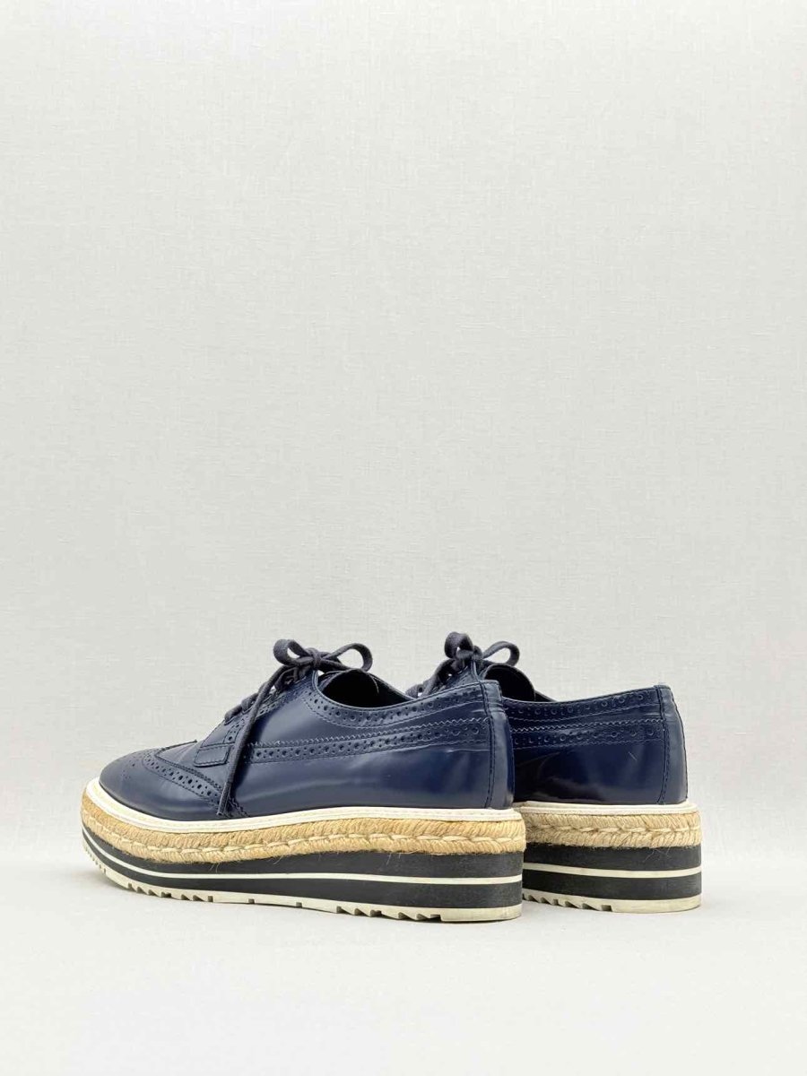Pre - loved PRADA Navy Blue Size EU 39 Oxfords at Reems Closet