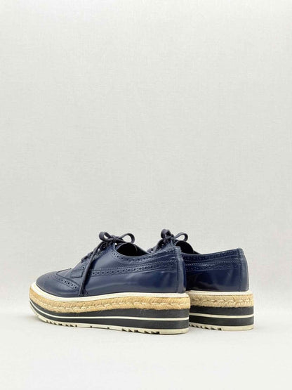 Pre - loved PRADA Navy Blue Size EU 39 Oxfords at Reems Closet