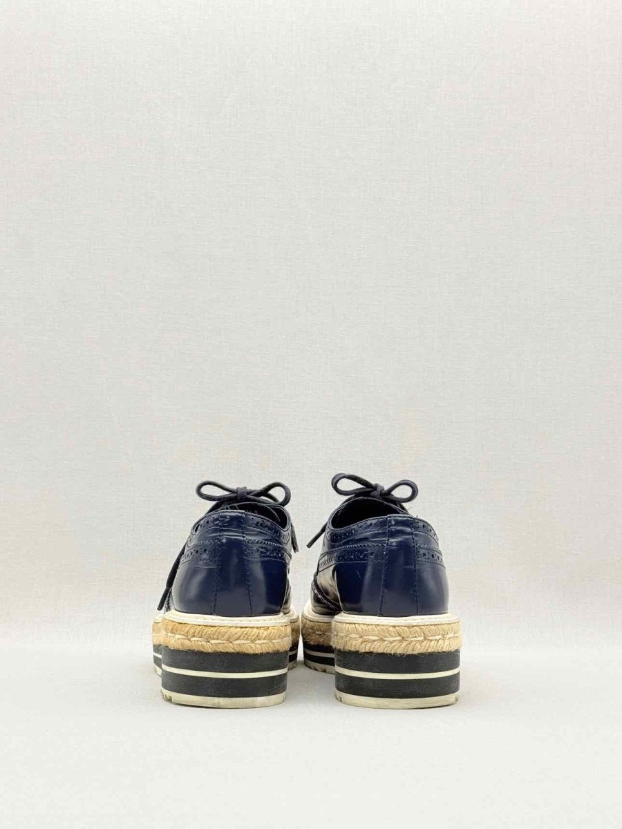 Pre - loved PRADA Navy Blue Size EU 39 Oxfords at Reems Closet