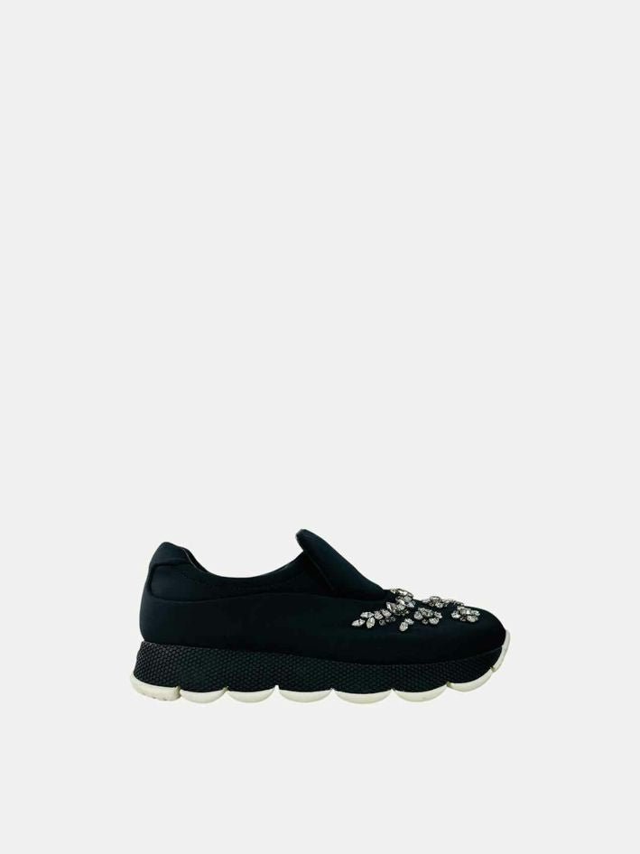 Pre - loved PRADA Nylon Black Sneakers at Reems Closet