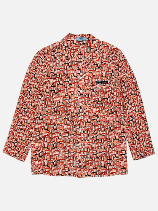 Pre-loved PRADA Orange Multicolor Printed Shirt from Reems Closet