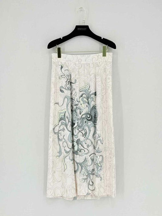 Pre - loved PRADA Pale Pink Printed Size US 4 Knee Length Skirt at Reems Closet