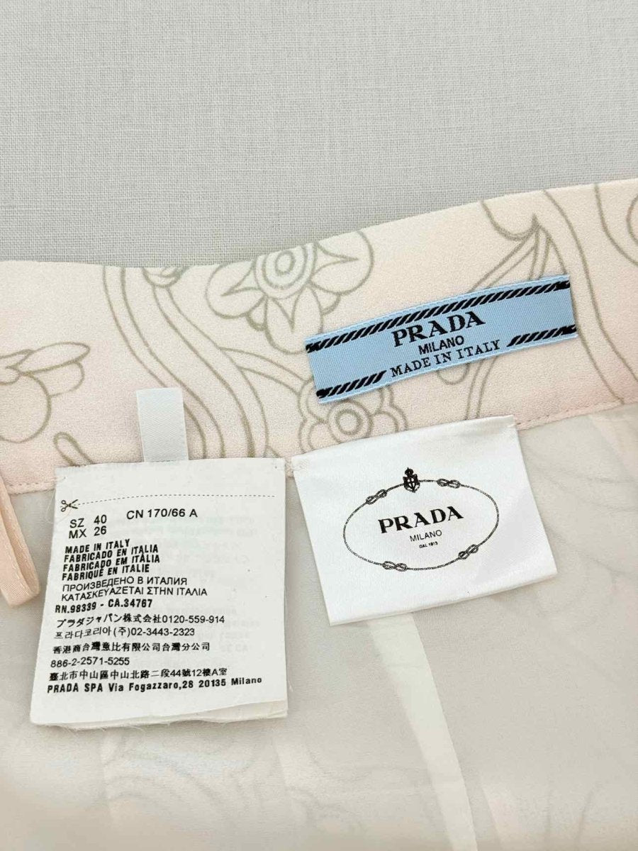 Pre - loved PRADA Pale Pink Printed Size US 4 Knee Length Skirt at Reems Closet