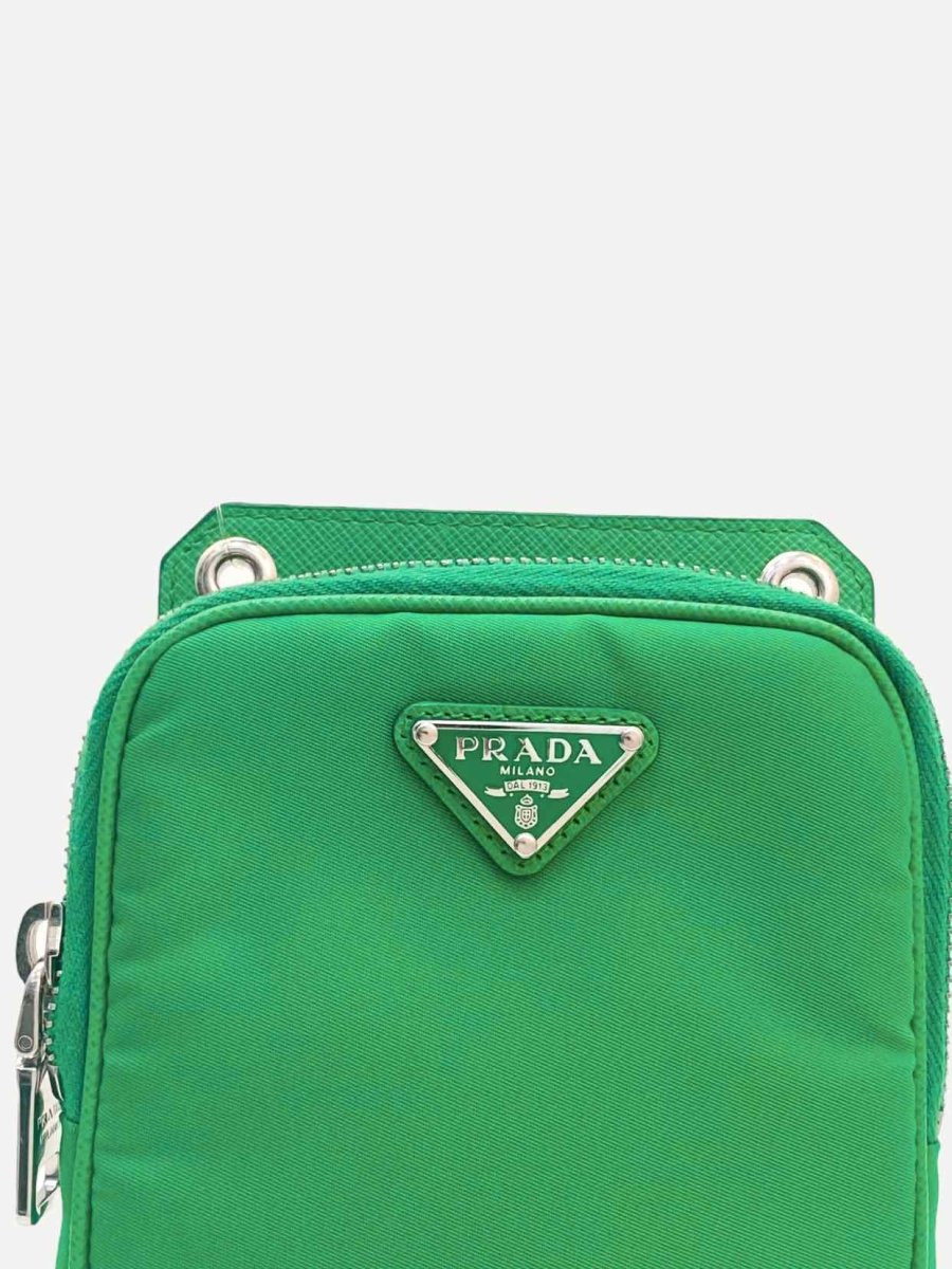 Pre - loved PRADA Phone Case Green Crossbody at Reems Closet