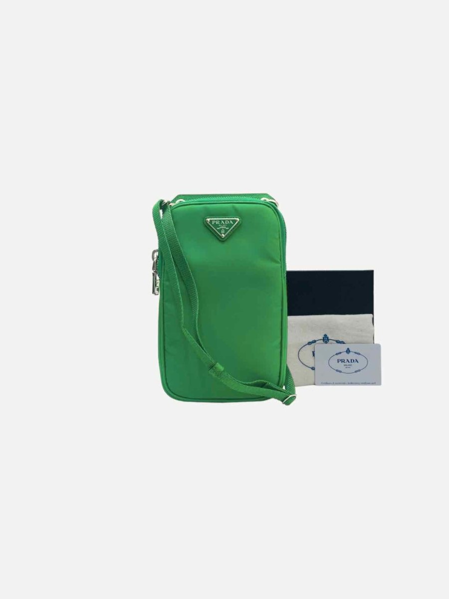 Pre - loved PRADA Phone Case Green Crossbody at Reems Closet