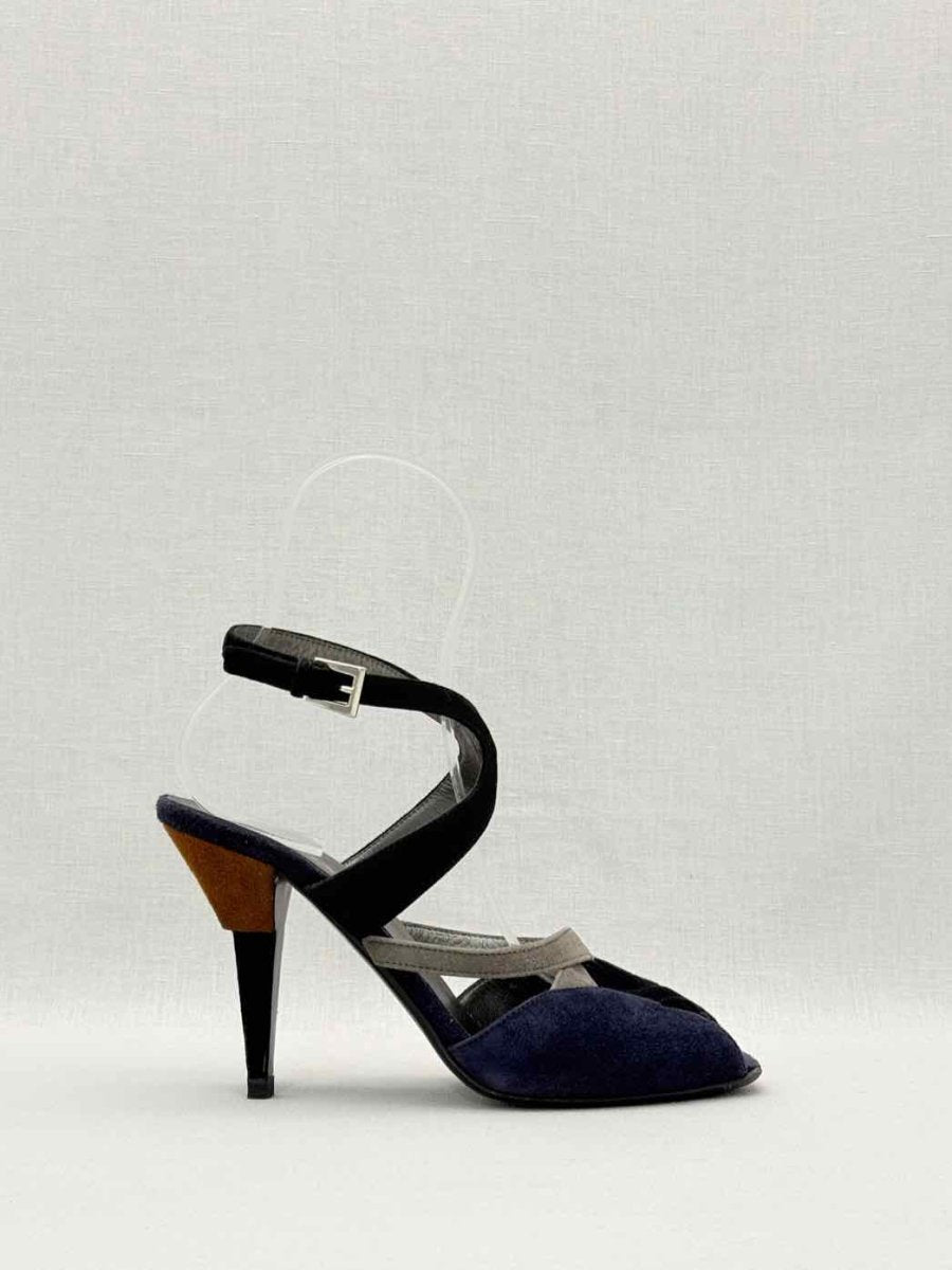 Pre - loved PRADA Purple & Black Size EU 37 Heeled Sandals at Reems Closet