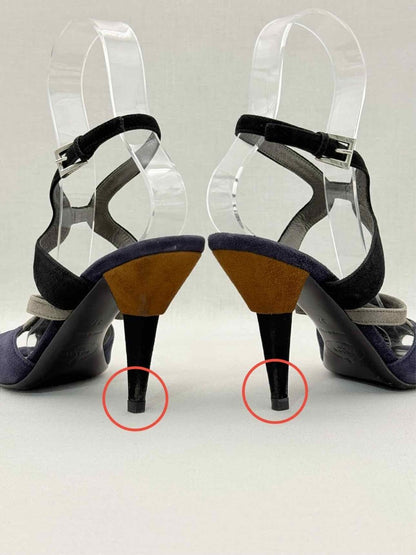 Pre - loved PRADA Purple & Black Size EU 37 Heeled Sandals at Reems Closet