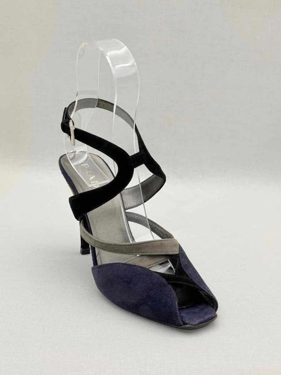 Pre - loved PRADA Purple & Black Size EU 37 Heeled Sandals at Reems Closet