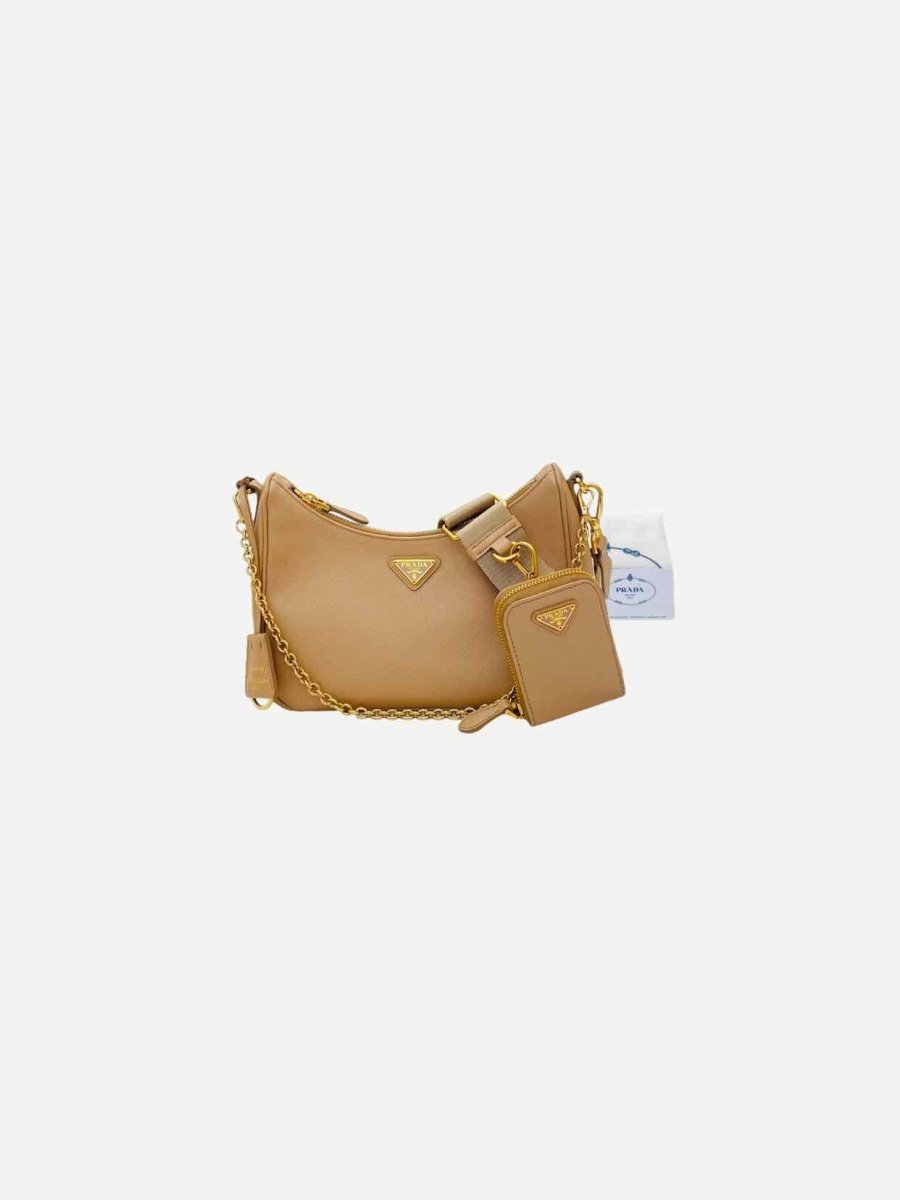 Pre - loved PRADA Re - edition 2005 Beige Shoulder Bag at Reems Closet