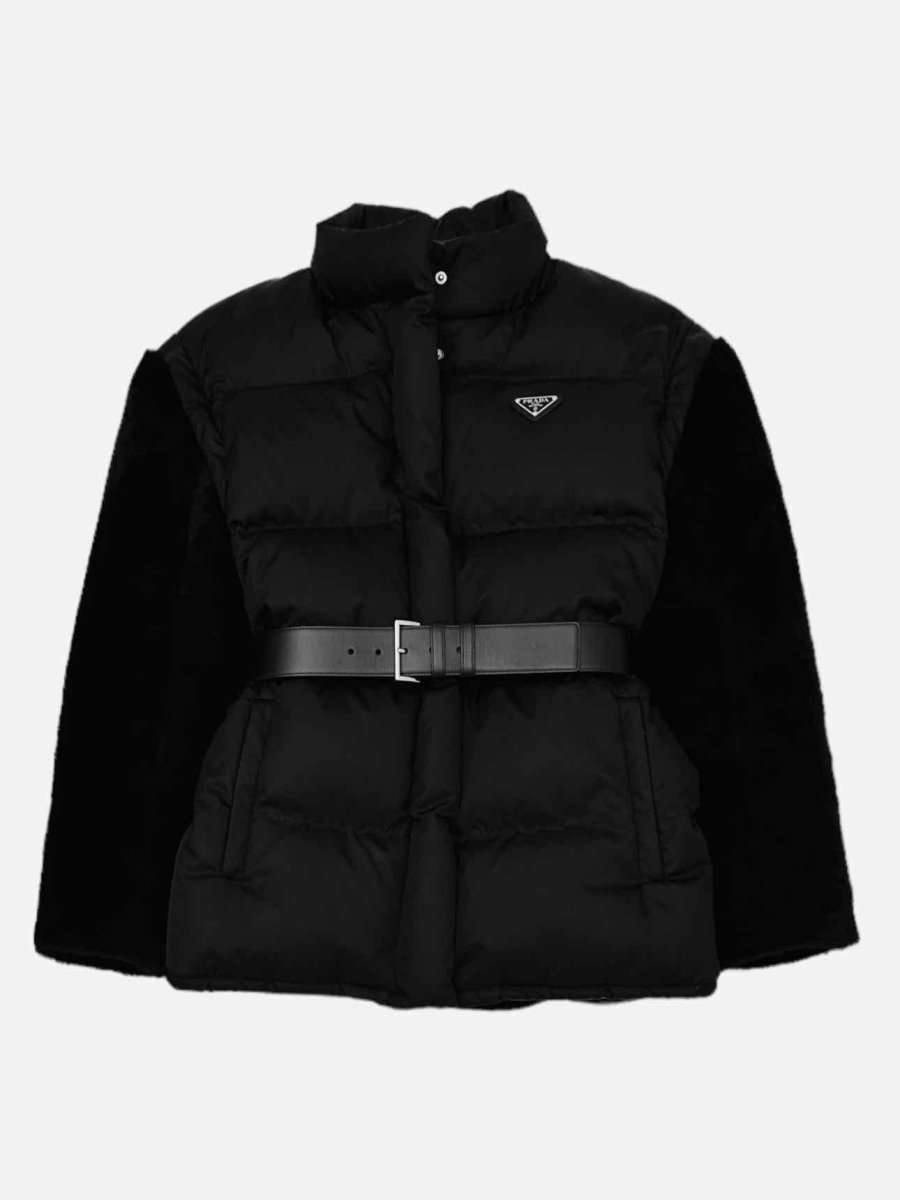 Pre - loved PRADA Re - Nylon Black Quilted Jacket at Reems Closet