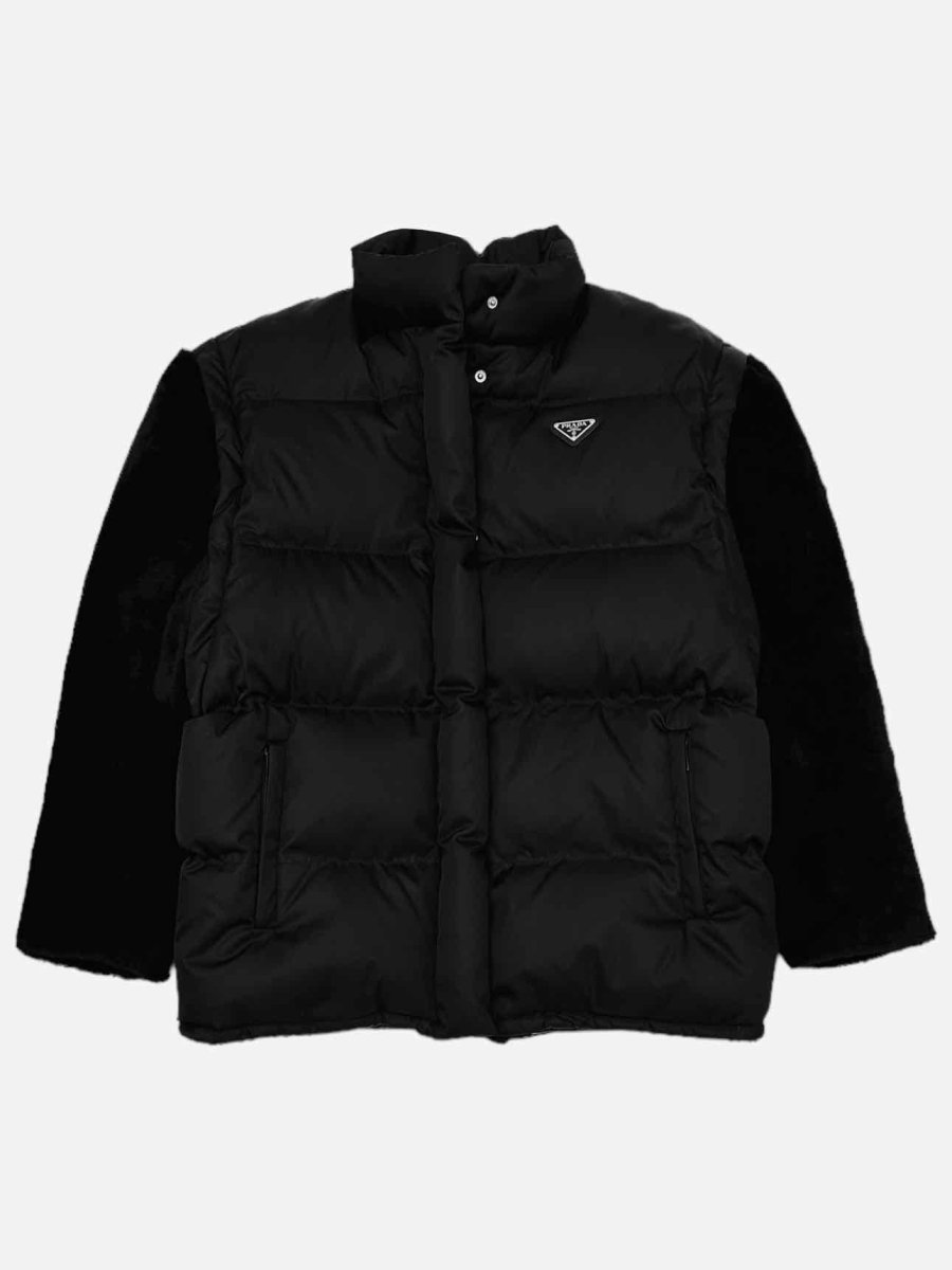 Pre - loved PRADA Re - Nylon Black Quilted Jacket at Reems Closet